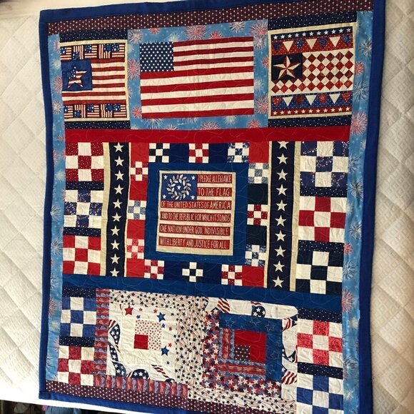 4th of July USA Quilt Homemade 54"x43" #715-7 - Picture 2 of 8